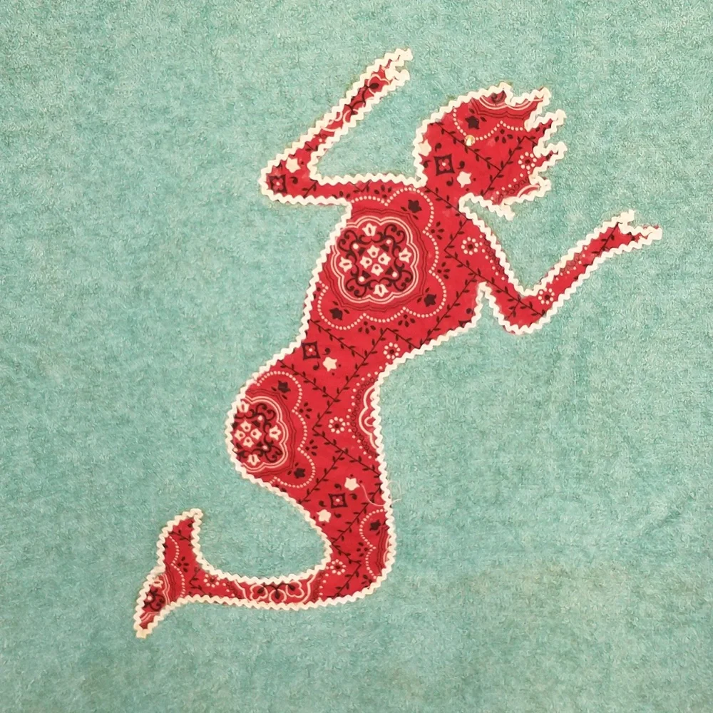 Wild 50s Beach Towel Calico Nymph On Aqua Terry Pockets 1 Zip w Tag Unused 66x36